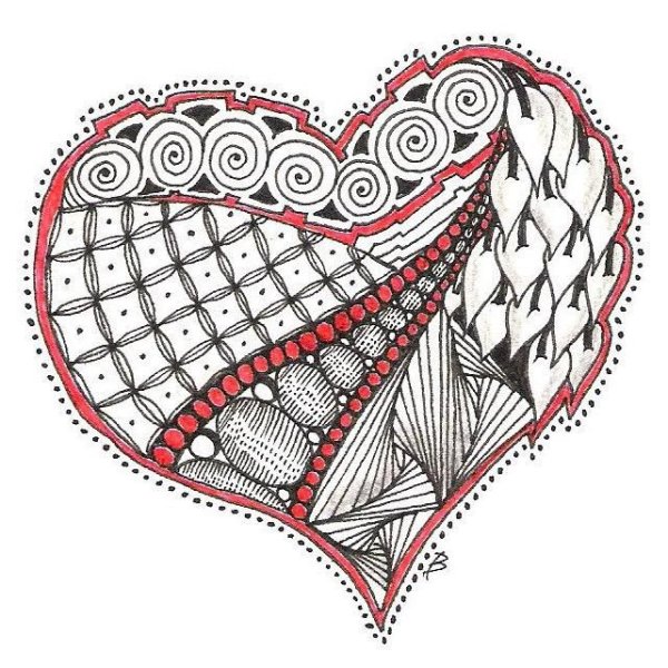 Сердце черной ручкой