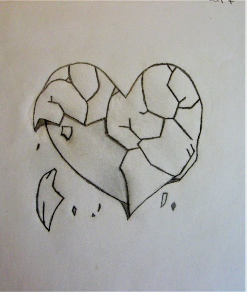 Сердце с цветами черной ручкой