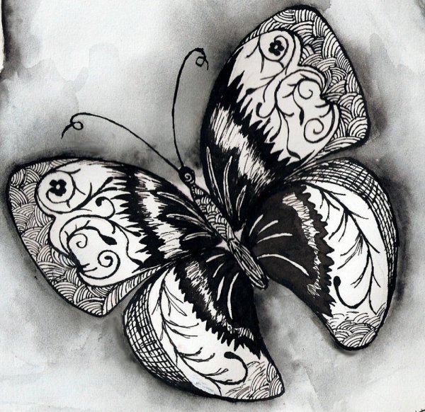 Бабочка гелевой ручкой