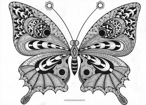 Бабочка гелевыми ручками