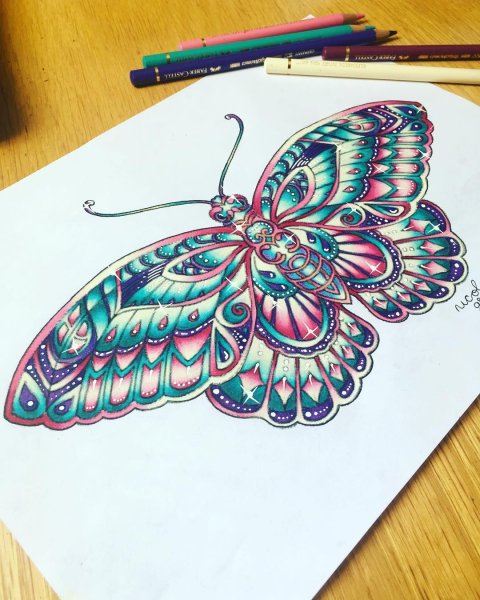 Бабочка гелевой ручкой