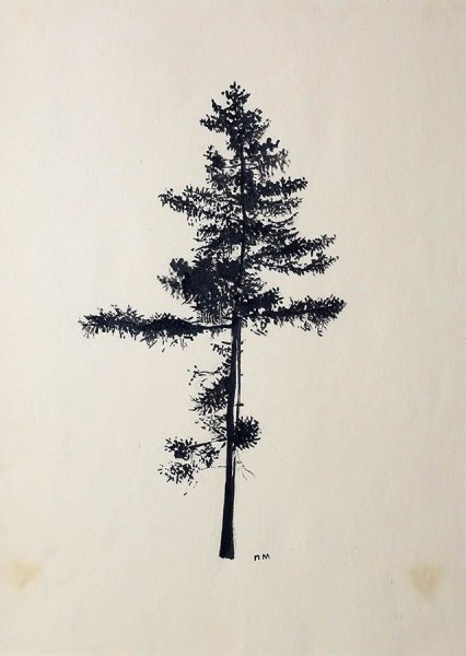 Деревья тушью