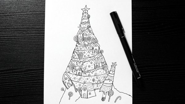 Новогодние елочки гелевой ручкой