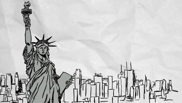 Статуя свободы карандашом