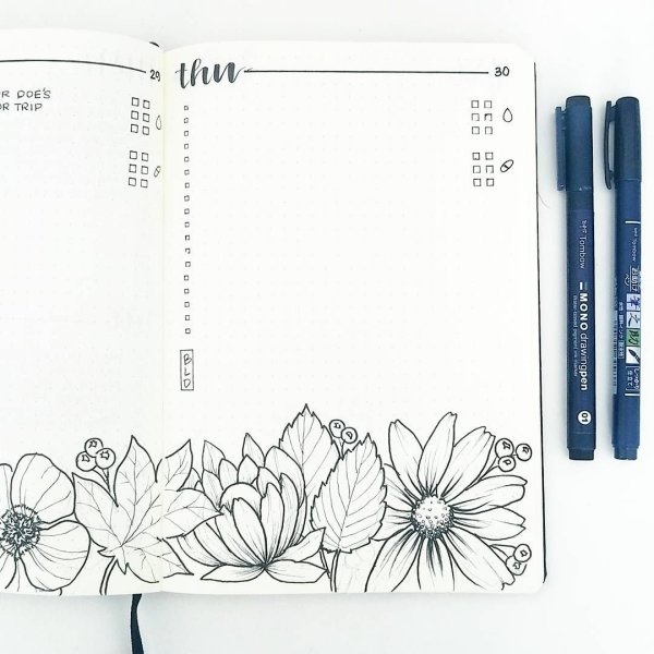 Цветы для буллет джорнал