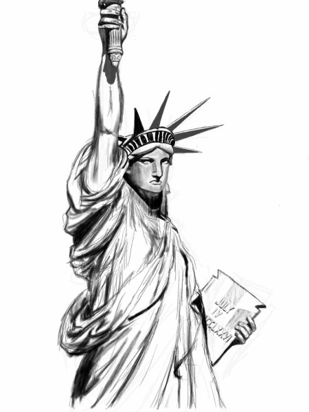 Статуя свободы карандашом