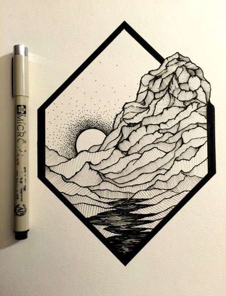 Рисунки чёрной ручькай