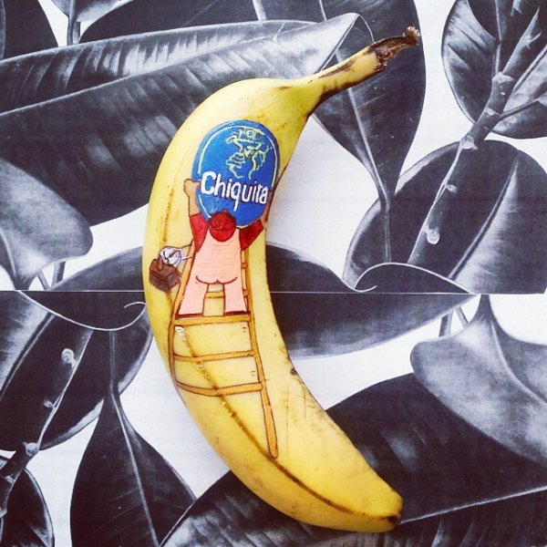 Прикольные рисунки на бананах