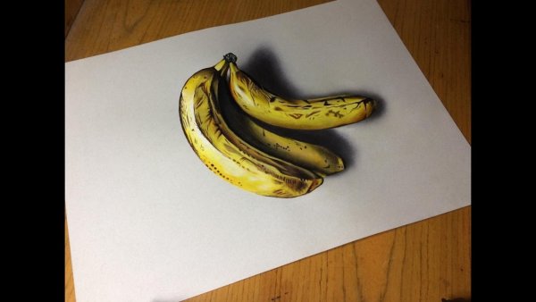 Банан рисунок реалистичный