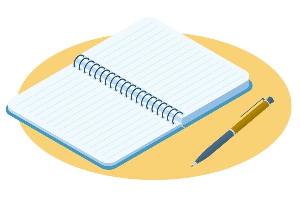 Блокнот с ручкой рисунок