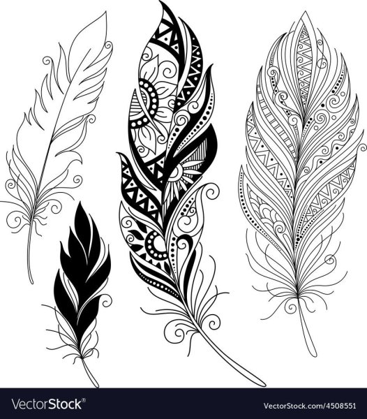 Перо мехенди тату эскиз