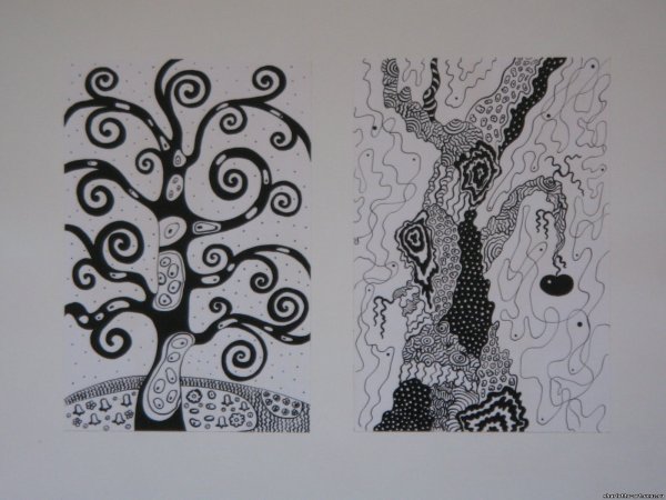 Рисунки чёрной ручкой