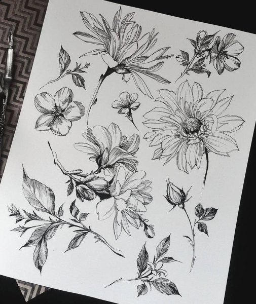 Рисунки гелевой ручкой цветы