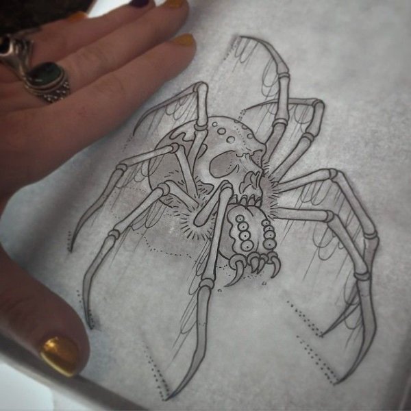 Паук череп тату эскиз