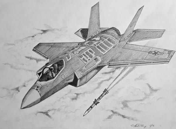 Военный самолет карандашом