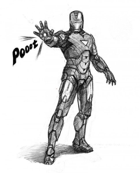 Железный человек рисунок ручкой