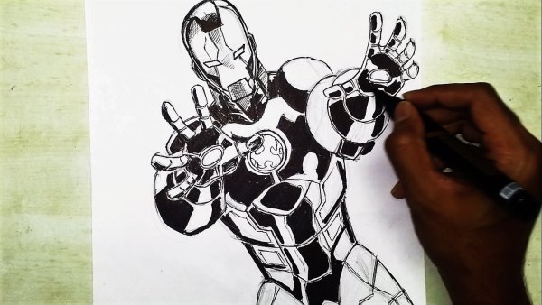 Нарисовать железного человека фломастером