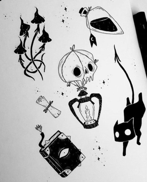 Рисунки чёрной ручкой