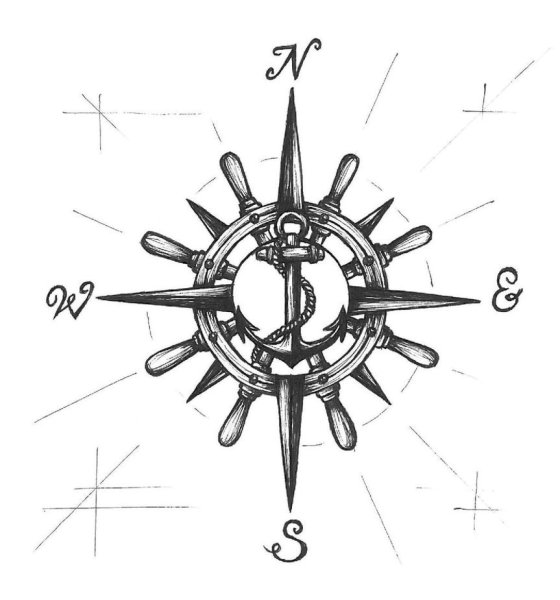 Роза ветров с якорем