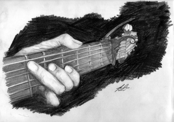 Гитарист рисунок карандашом