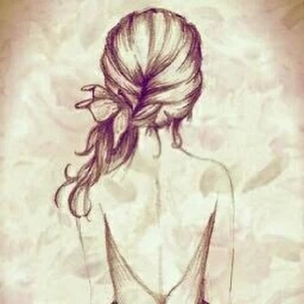 Девушка со спины рисунок