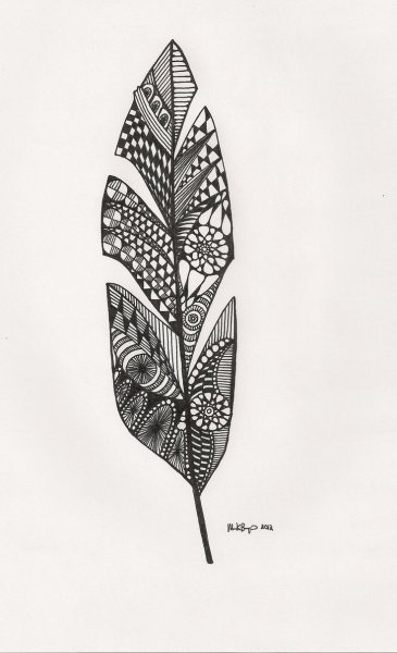 Перья в технике Зентангл