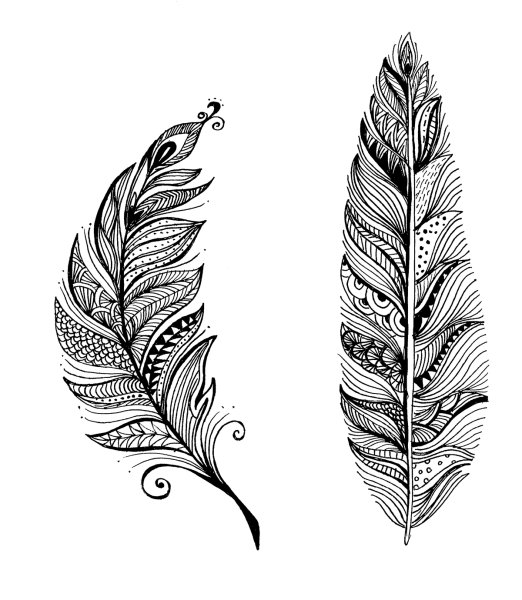 Перо в технике дудлинг