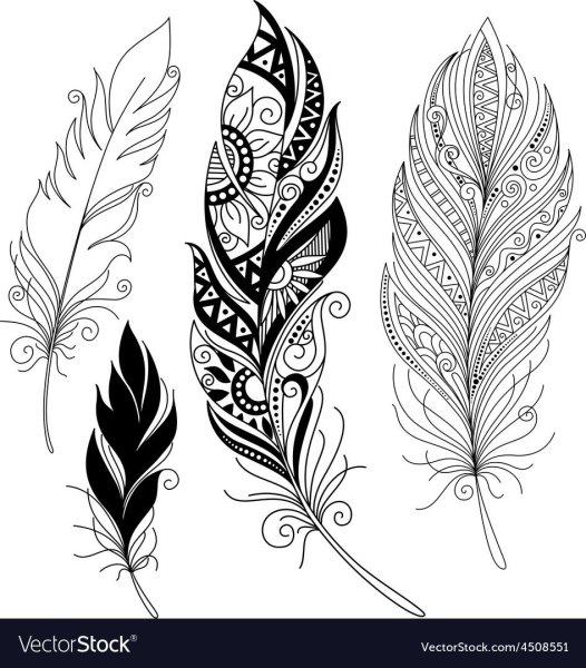 Перо мехенди тату эскиз