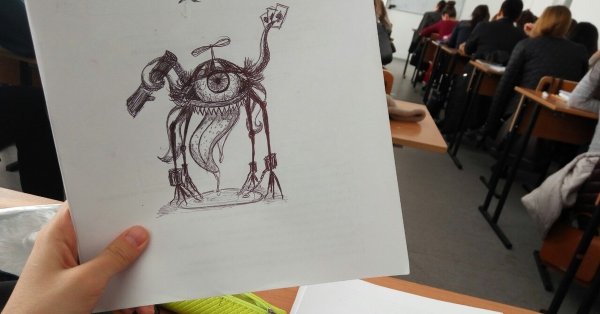 Монстр гелевой ручкой