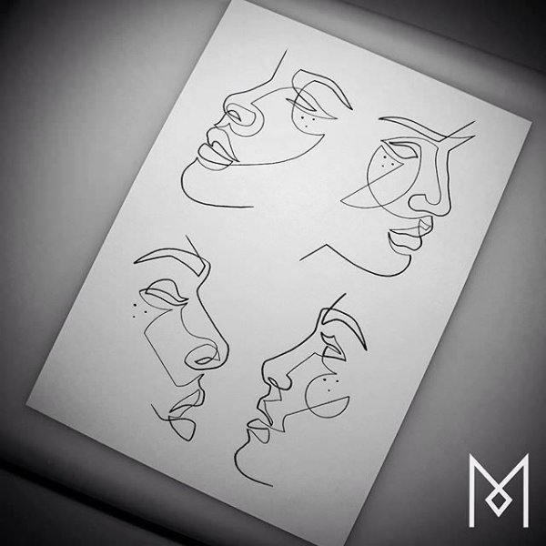 Лица нарисованные одной линией