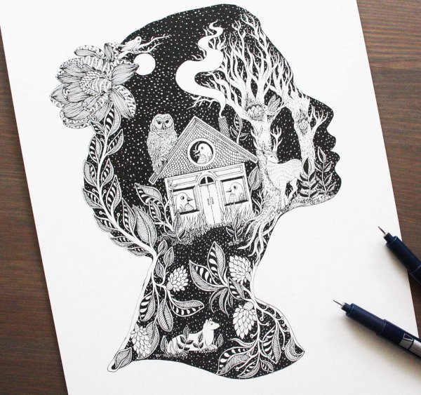 Рисунки Графика гелевой ручкой