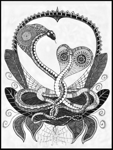 Змея гелевой ручкой