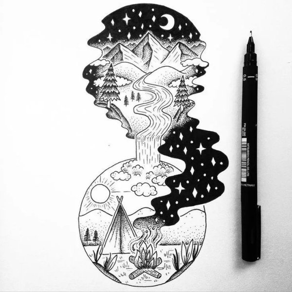 Черной ручкой в стиле