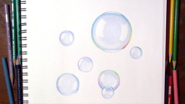 Мыльные пузыри цветными карандашами