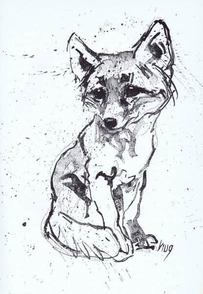 Лиса черной ручкой