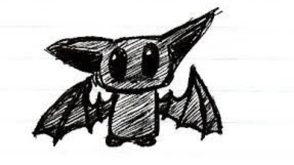 Летучая мышь чёрной ручкой