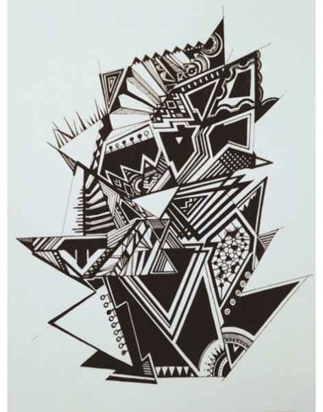 Композиция черной ручкой