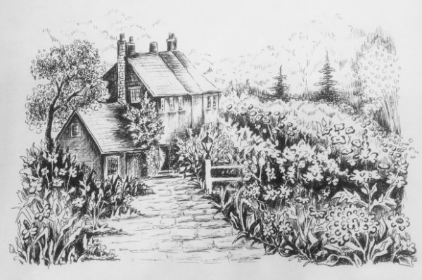 Рисунки гелевой ручкой пейзажи