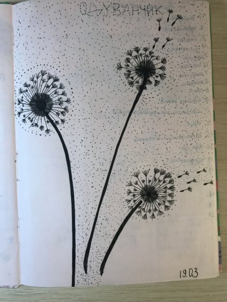 Одуванчик гелевой ручкой