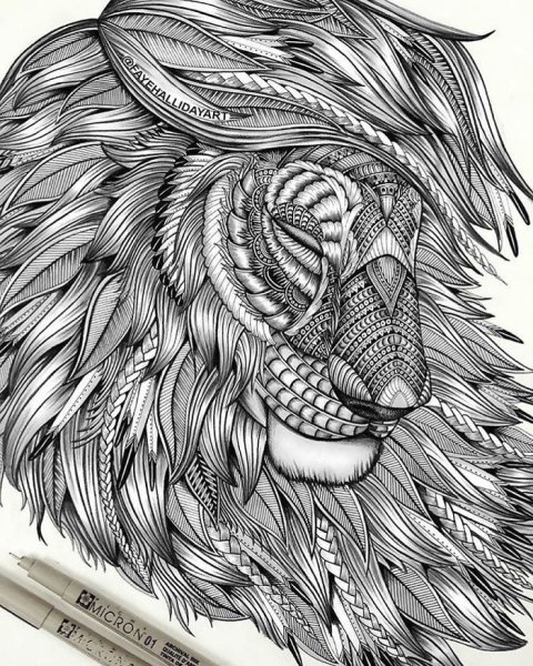 Зентангл Лев тату