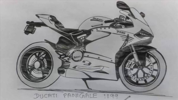 Мотоцикл черной ручкой