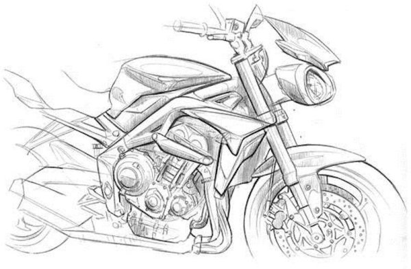 Мотоцикл черной ручкой