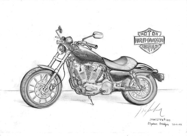 Чоппер Харлей Дэвидсон рисунок