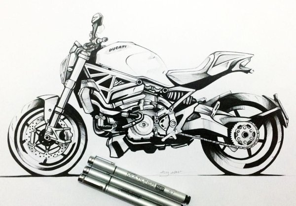 Мотоцикл Ducati Monster чертеж