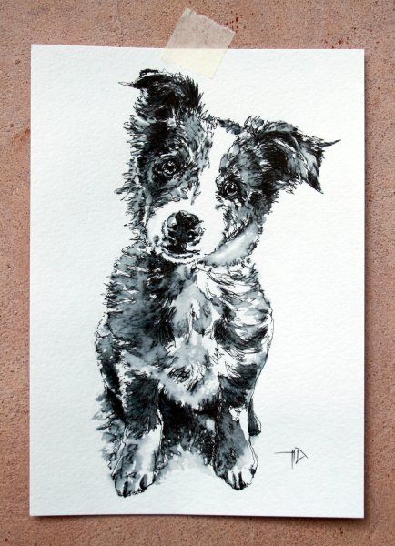 Собака гелевой ручкой