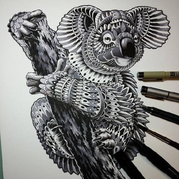 Животные гелевой ручкой