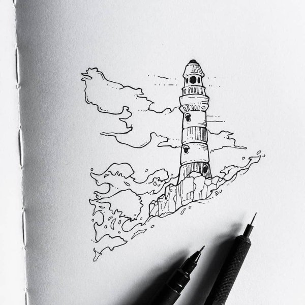 Маяк черной ручкой