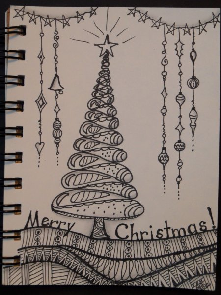 Новогодняя елка гелевой ручкой