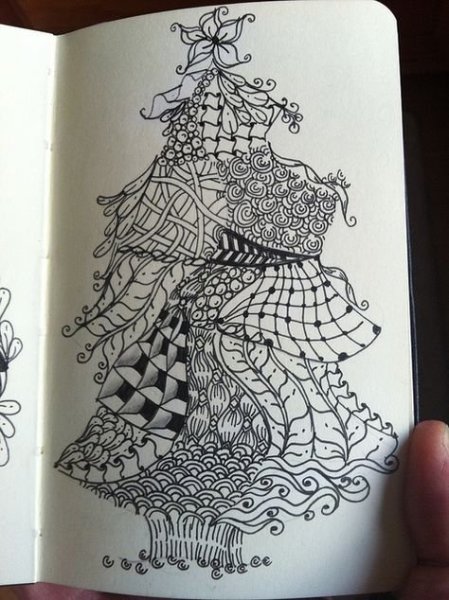 Новый год в стиле дудлинг