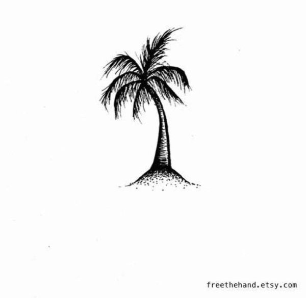 Мини тату Пальма эскиз